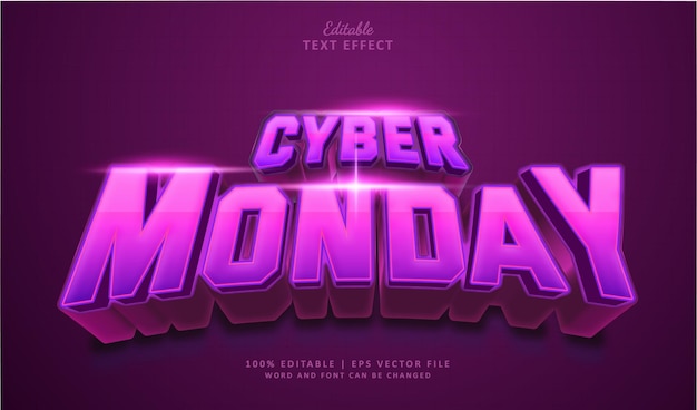 Cyber Monday Edytowalny efekt tekstowy Style 3d Sport
