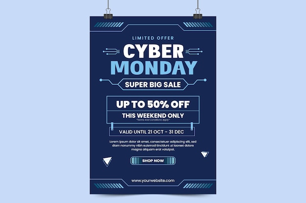 Plik wektorowy cyber monday plakat lub szablon projektu ulotki