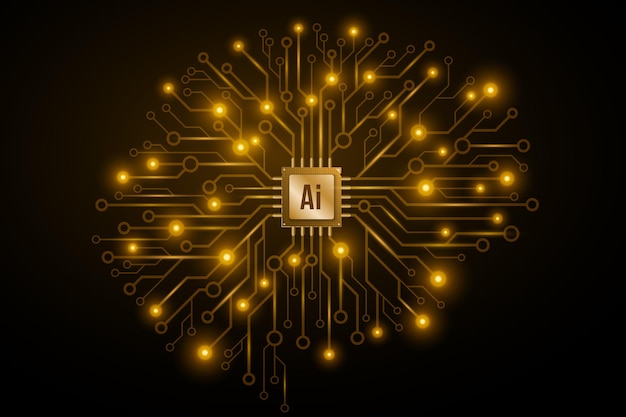 Cyber mózg do projektowania sieci neuronowych Sztuczna inteligencja Świecąca płytka gpu Ilustracja wektora
