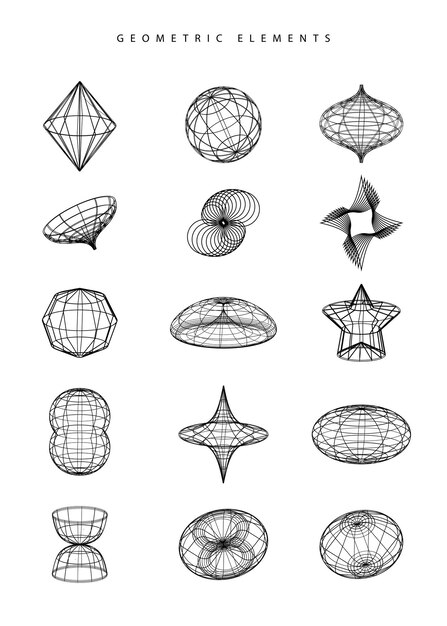 Cyber Neo Futurystyczna Siatka 3d Siatka Obiekty I Kształty Ramka Drutowa Falista Geometryczna Perspektywa Płaska