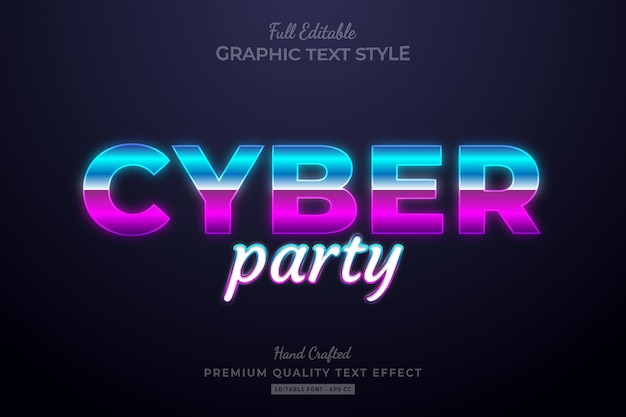 Cyber Party Gradient Edytowalny Styl Czcionki Premium Text Effect