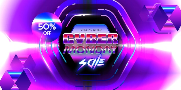 Cyber Poniedziałek Najgorętsza Oferta Violet Neon Tło