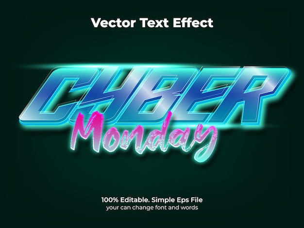Cyber Poniedziałek Neonowy Styl Efektu Tekstu Techno
