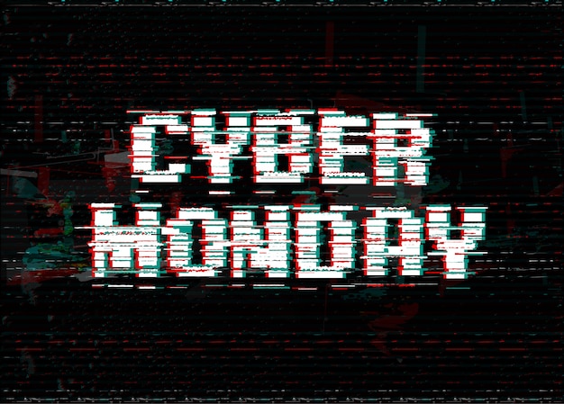 Cyber Poniedziałek Typografia Design. Tekst Efektu Usterki.