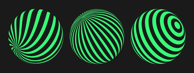 Cyber retro punk elementy ustawione Y2K geometryczne kształty na czarnym tle Rave psychedeliczna modna piłka