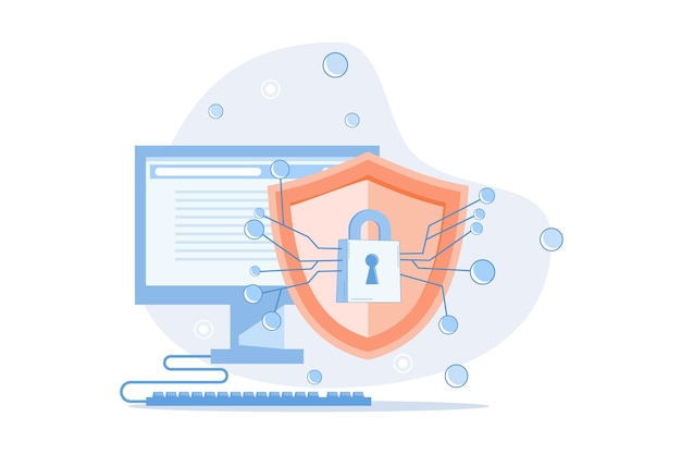 Plik wektorowy cyber security services ochrona danych osobowych bezpieczeństwo płatności online serwer dokumentów współdzielonych w chmurze