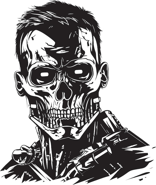 Plik wektorowy cyber undead fusion vector design zombie mechanization cyborg vector icon