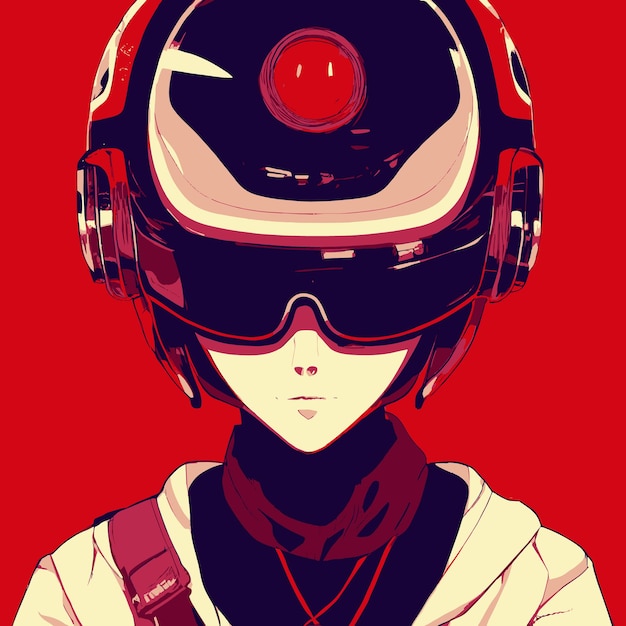 Cyberpunk dziewczyna w ilustracji wektorowych kask