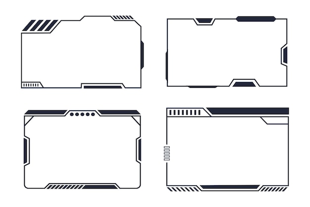 Cyberpunk Futuristic Frames Design Template Elements Pack (Pakiet szablonów elementów projektowych)