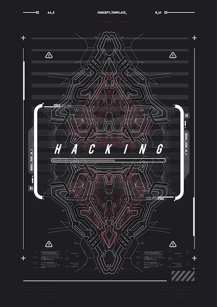 Cyberpunk retro futurystyczny plakat Elementy projektowania cyfrowego hud styl Trendy kształty w stylu cyberpunk