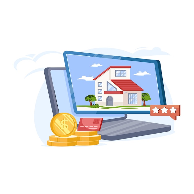 Plik wektorowy cyfrowa ilustracja mieszkania hipotecznego jest dostępna do użytku premium