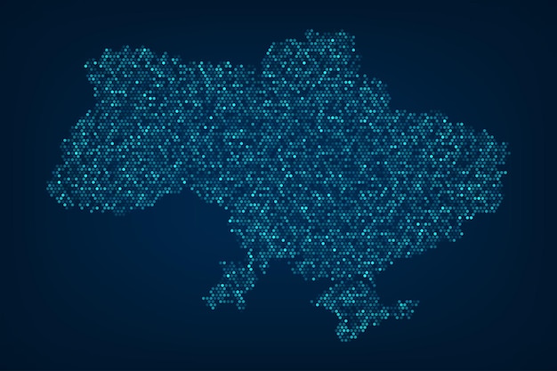 Cyfrowa Mapa Ukrainy Niebieskie światło Danych Pikselowe Tło