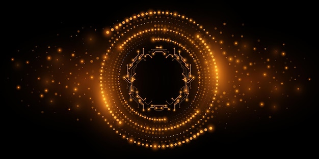 Cyfrowe koła ze świecącymi kropkami i ramką obwodu cybernetycznego Wizualizacja Big Data w cyberprzestrzeni Nowoczesne futurystyczne tło Ilustracja wektorowa EPS 10