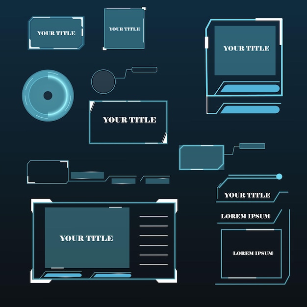 Cyfrowe Tytuły Objaśnień. Zestaw Szablonu Ramki Futurystyczny Sci Fi Hud. Element Układu Dla Sieci Web, Broszury, Prezentacji Lub Infografiki.