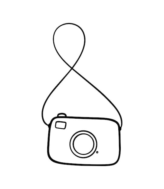Cyfrowy Aparat Fotograficzny Do Robienia Zdjęć Na Linie Na Szyję Doodle Kolorowanie Kreskówek