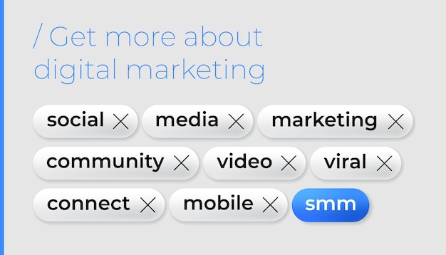 Cyfrowy Baner Internetowy Marketingu Online Z Ikonami Słów Kluczowych Dla Biznesu I Obrazu Wektorowego W Mediach Społecznościowych