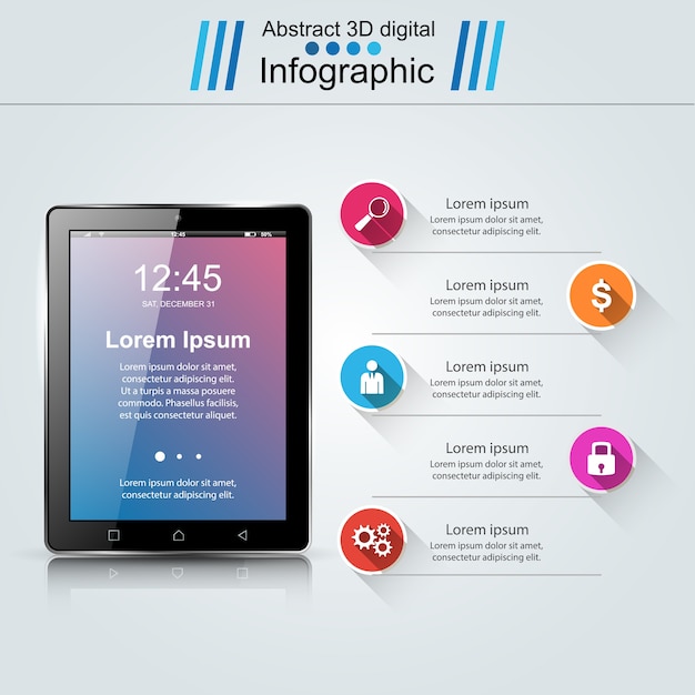 Cyfrowy gadżet, ikona tabletu smartphone. Infografika biznesu.