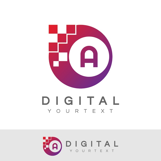 Cyfrowy Początkowy Letter A Logo Design