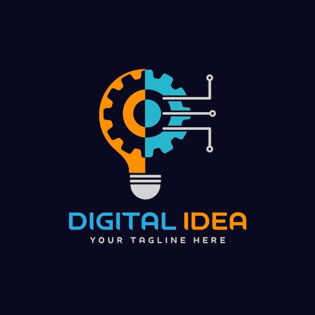 Cyfrowy Pomysł żarówka Tech Logo Szablon Wektor Projektu