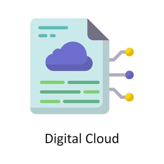 Cyfrowy Wektor Chmura Płaski Ikona Ilustracja Projekt