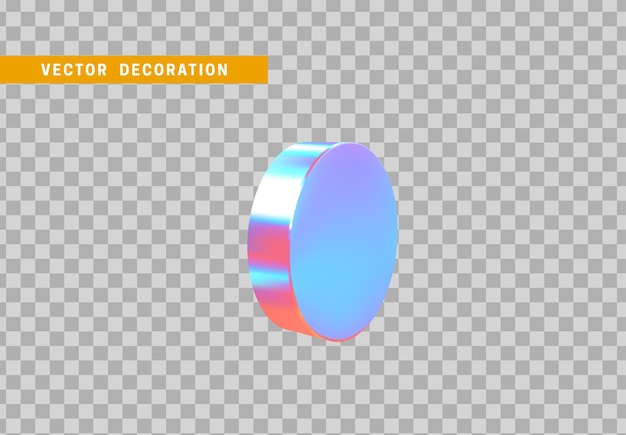 Plik wektorowy cylinder 3d obiektów o kształcie geometrycznym. okrągłe drewno izolowane kolorowym hologramowym gradientem koloru kameleona. ilustracja wektorowa