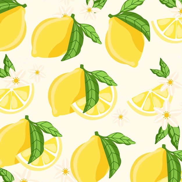 Cytryna i liść wektor ilustracja wzór