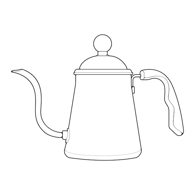 Czajnik linii grafiki wektorowej Teapot logo Czajnik z uchwytem na białym tle Czajnik w ikonie wektora stylu sztuki linii