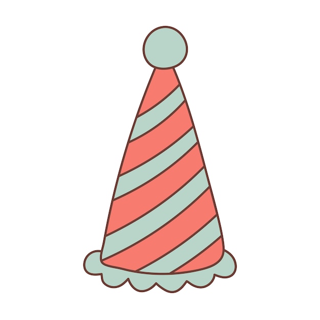 Czapka imprezowa w stylu doodle Stożkowy urodzinowy kapelusz w paski z bubo