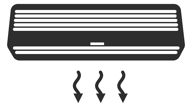 Plik wektorowy czarna ikona klimatyzatora. sprzęt do pomiaru temperatury w pomieszczeniu izolowany na białym tle