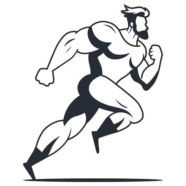 Czarna ikona napompowanego sportowca biegacza biegnie na odległość