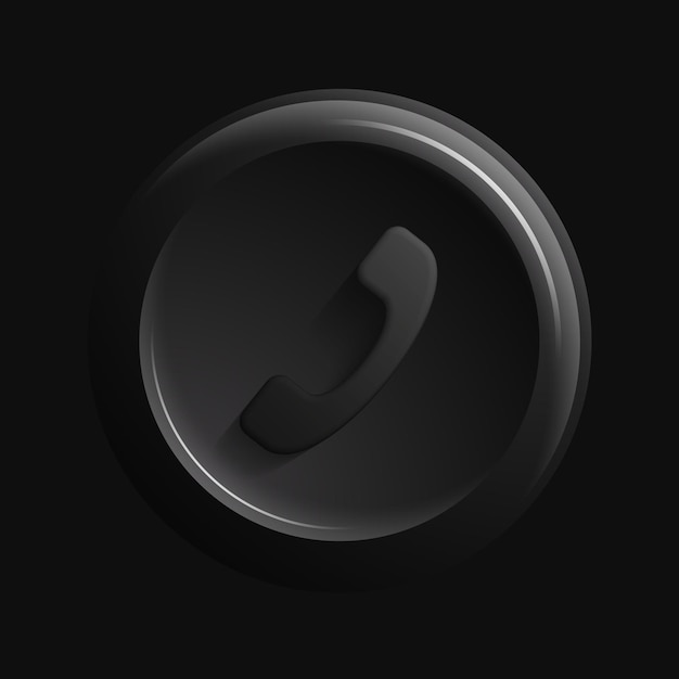 Plik wektorowy czarna ikona połączenia 3d na białym tle przycisk telefonu ilustracja wektorowa