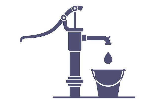 Plik wektorowy czarna ikona pompy ręcznej do wydobywania wody