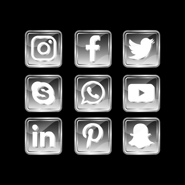 Plik wektorowy czarna ikona popularnych mediów społecznościowych