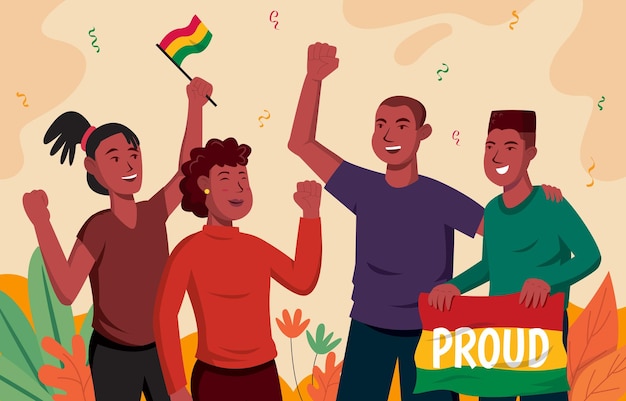 Czarna ilustracja miesiąca historii dla plakatu i banera