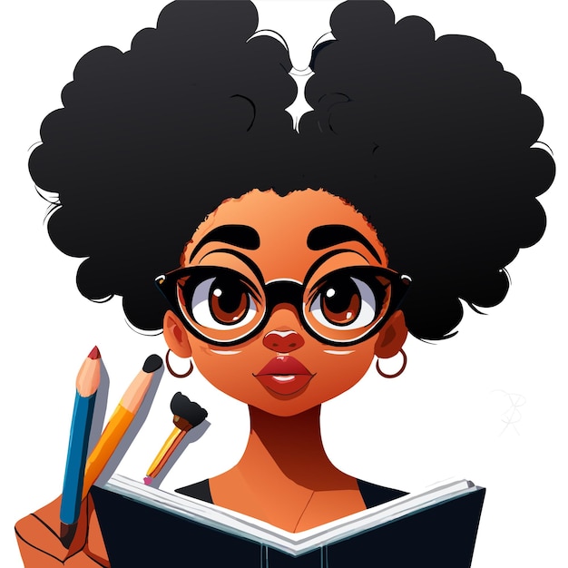 Plik wektorowy czarna kobieta malowana ręcznie, płaska, stylowa, kreskówkowa naklejka, ikona, koncepcja, izolowana ilustracja