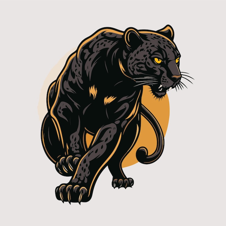 Wektor czarna pantera twarz logo maskotka ikona logo wektor postaci dzikich zwierząt