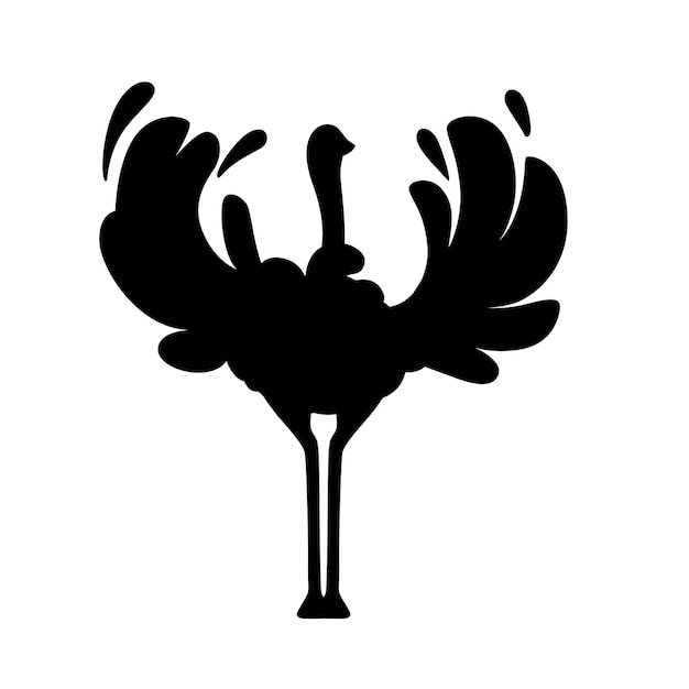 Plik wektorowy czarna sylwetka ã‚â‚â'ã‚âƒã‚â‚ã‚â ute strusia pobyt na dwóch nogach afrykański nielot ptak kreskówka projekt płaski wektor ilustracja na białym tle.