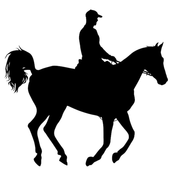 Plik wektorowy czarna sylwetka konia i dżokeja
