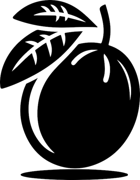 Czarna sylwetka prostego minimalnego Jamunfruit z grubym konturem widok boczny odizolowany
