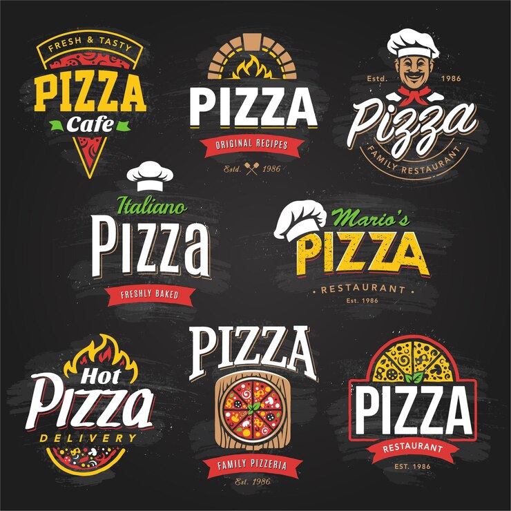 Wektor czarna tablica z obrazem pizzy i menu pizzy