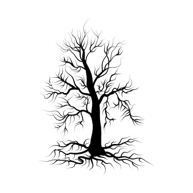 Czarne drzewo bez liści korzeni wektor wzór