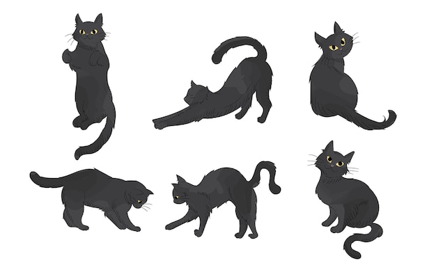 Czarne Koty Halloween Ilustracja Wektorowa Clipart