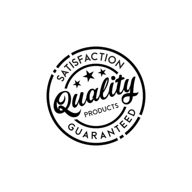 Czarne okrągłe logo ze słowami „gwarantowana jakość produktów”.