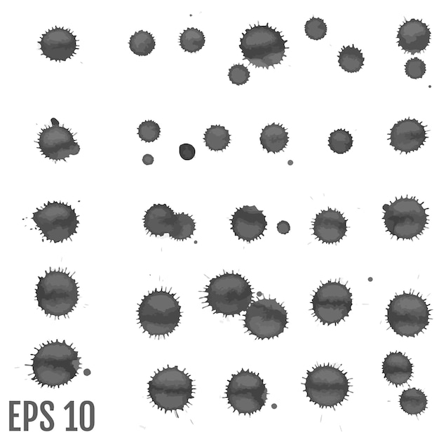 Plik wektorowy czarne plamy farby. czarna plama z akwareli