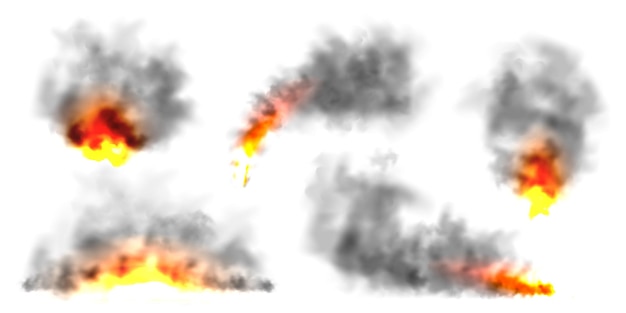 Plik wektorowy czarne realistyczne chmury dymu i pyłu izolowane na białym tle brudny zanieczyszczony smog lub mgła powietrza