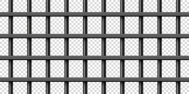 Czarne realistyczne metalowe pręty więzienne szczegółowe klatki więzienne żelazne ogrodzenie makiety tła kryminalnego