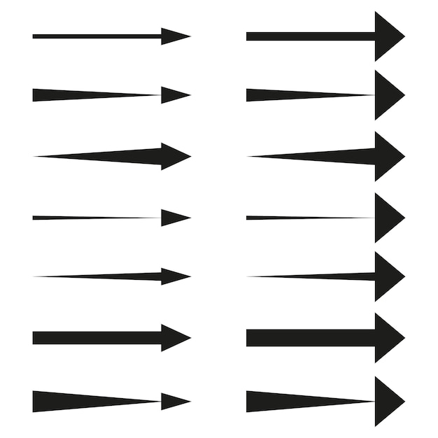 Plik wektorowy czarne strzałki skierowane w prawo zestaw elementów kształtu strzałki ilustracja wektora