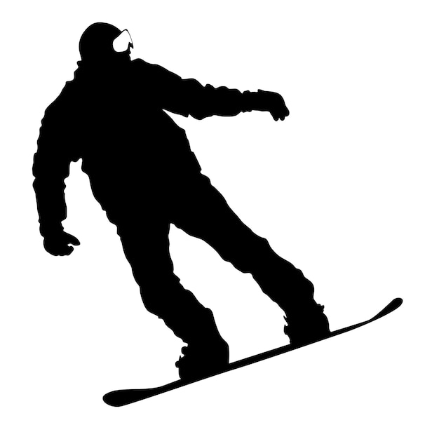 Czarne Sylwetki Snowboardzistów Na Białym Tle Ilustracji Wektorowych