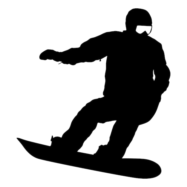 Plik wektorowy czarne sylwetki snowboardzistów na białym tle ilustracji