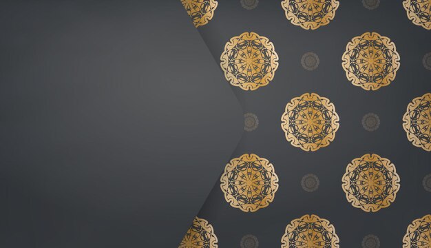Czarne Tło Z Antycznymi Złotymi Ornamentami I Miejscem Na Logo Lub Tekst